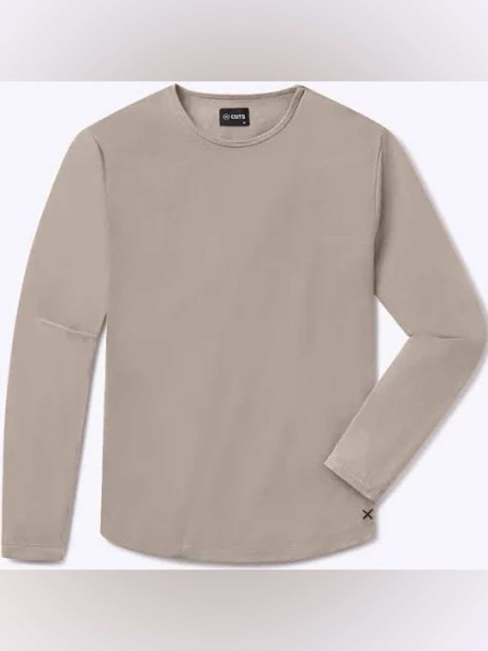 Cuts Clothing | Men’s AO Long Sleeve Curve Hem Crew Shirt in Tan
